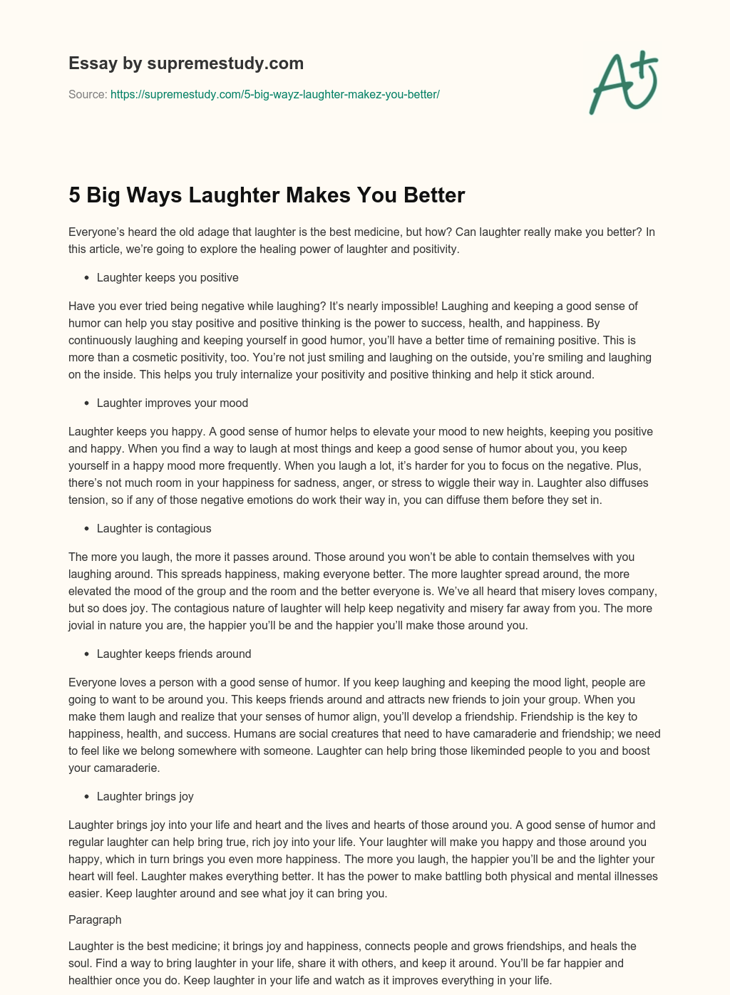 5 Big Wаyѕ Laughtеr Makеѕ You Better essay