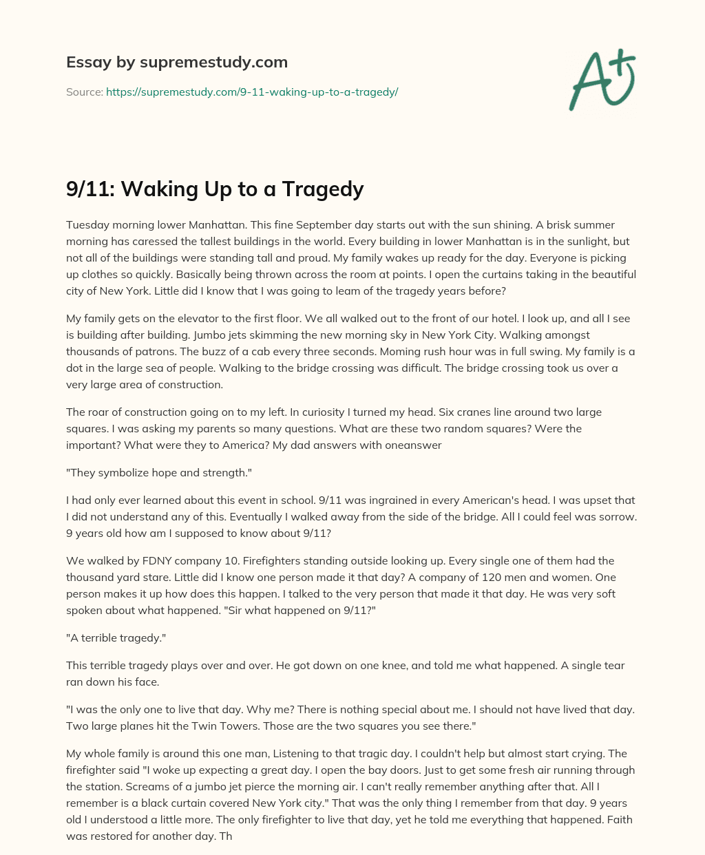 9/11: Waking Up to a Tragedy essay