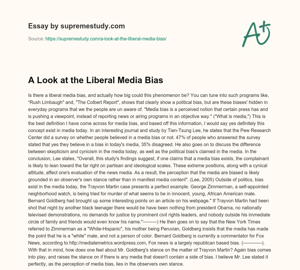 A Look at the Liberal Media Bias essay