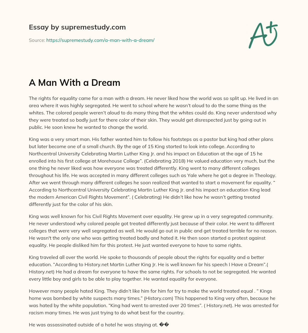 A Man With a Dream essay