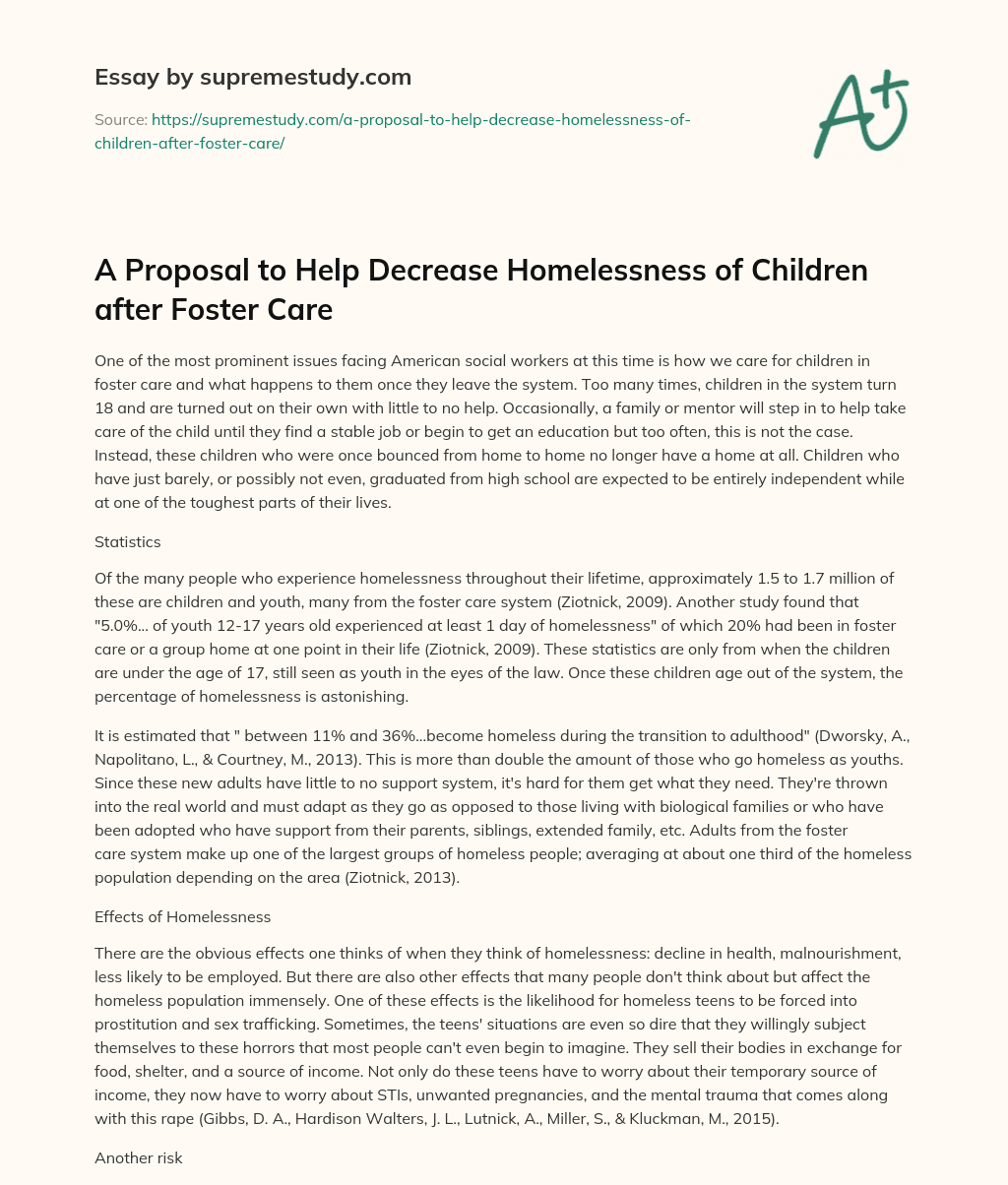 proposal essay on homelessness