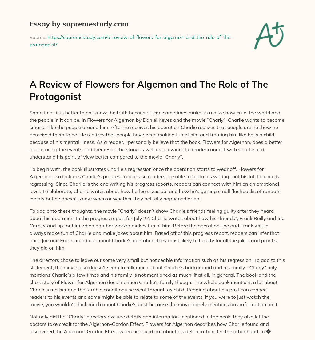 Flowers For Algernon Short Story Plot Diagram Best Flower Site