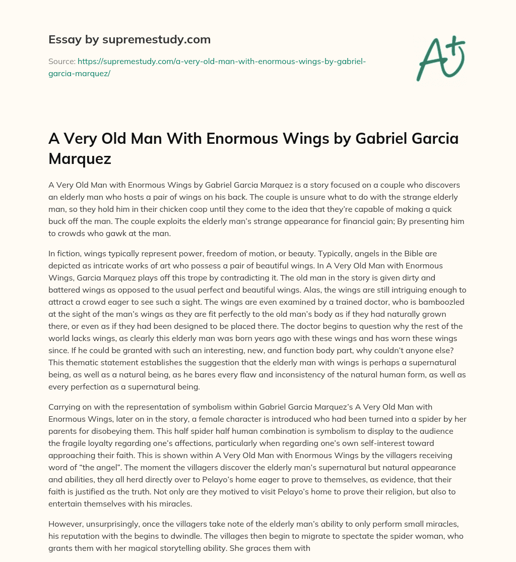 A Very Old Man With Enormous Wings by Gabriel Garcia Marquez Free