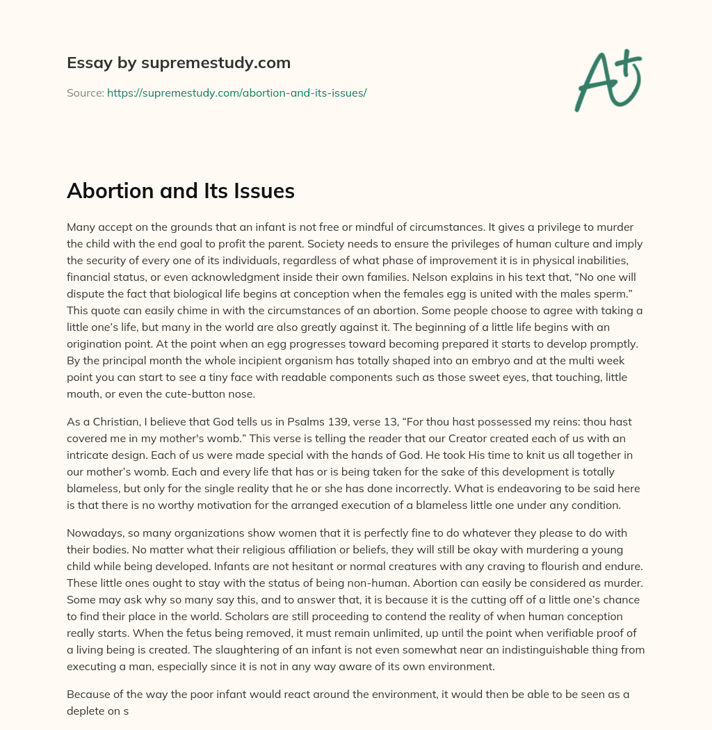 Abortion and Its Issues essay