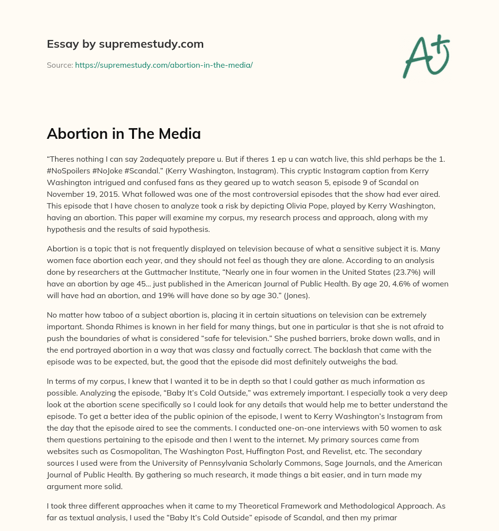 Abortion in The Media essay