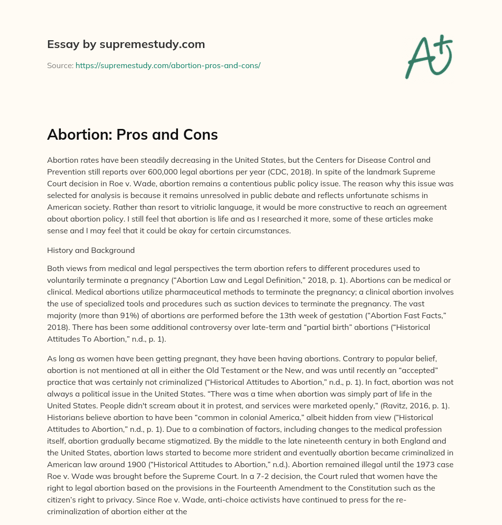 Abortion: Pros and Cons essay