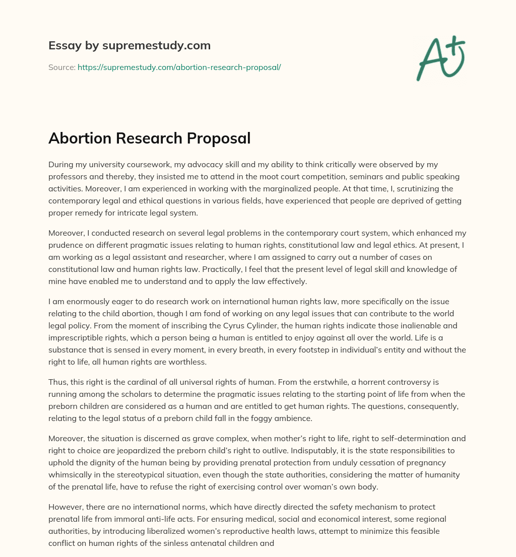 Abortion Research Proposal essay