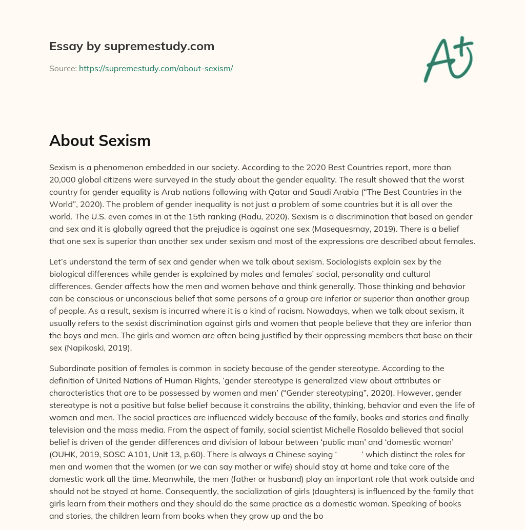 About Sexism essay