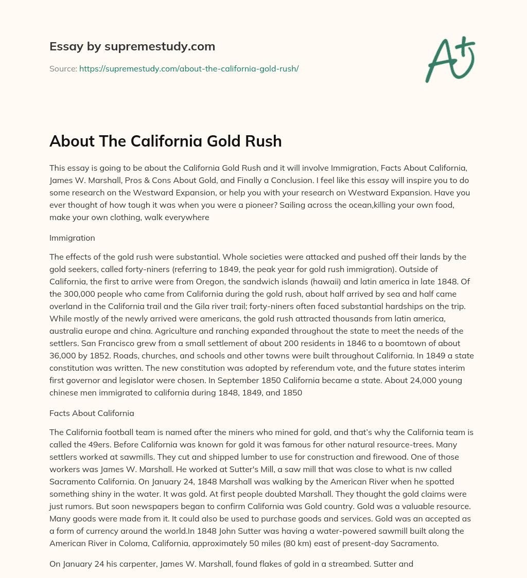 the california gold rush a personal journal essay