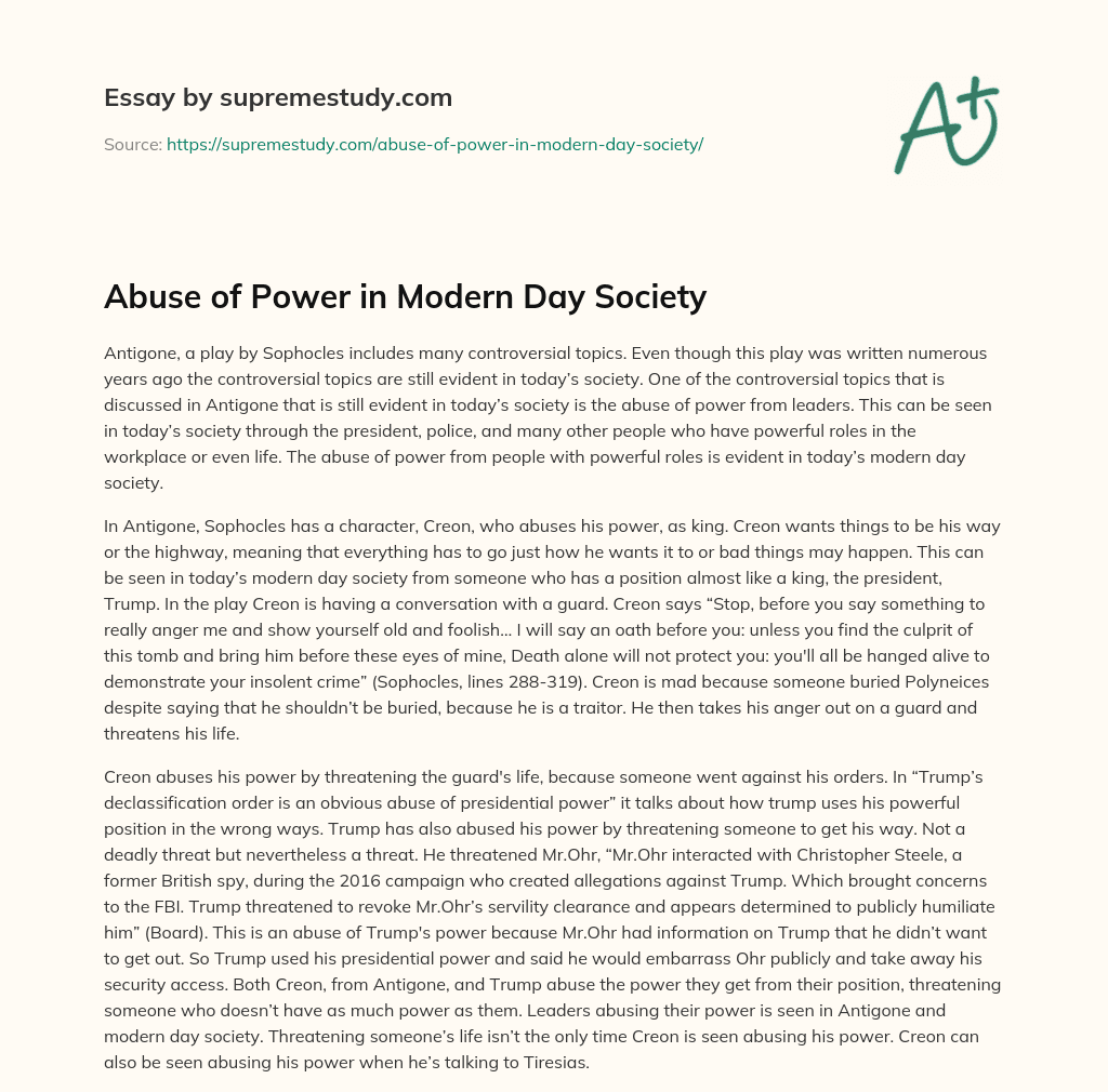 Abuse of Power in Modern Day Society  essay