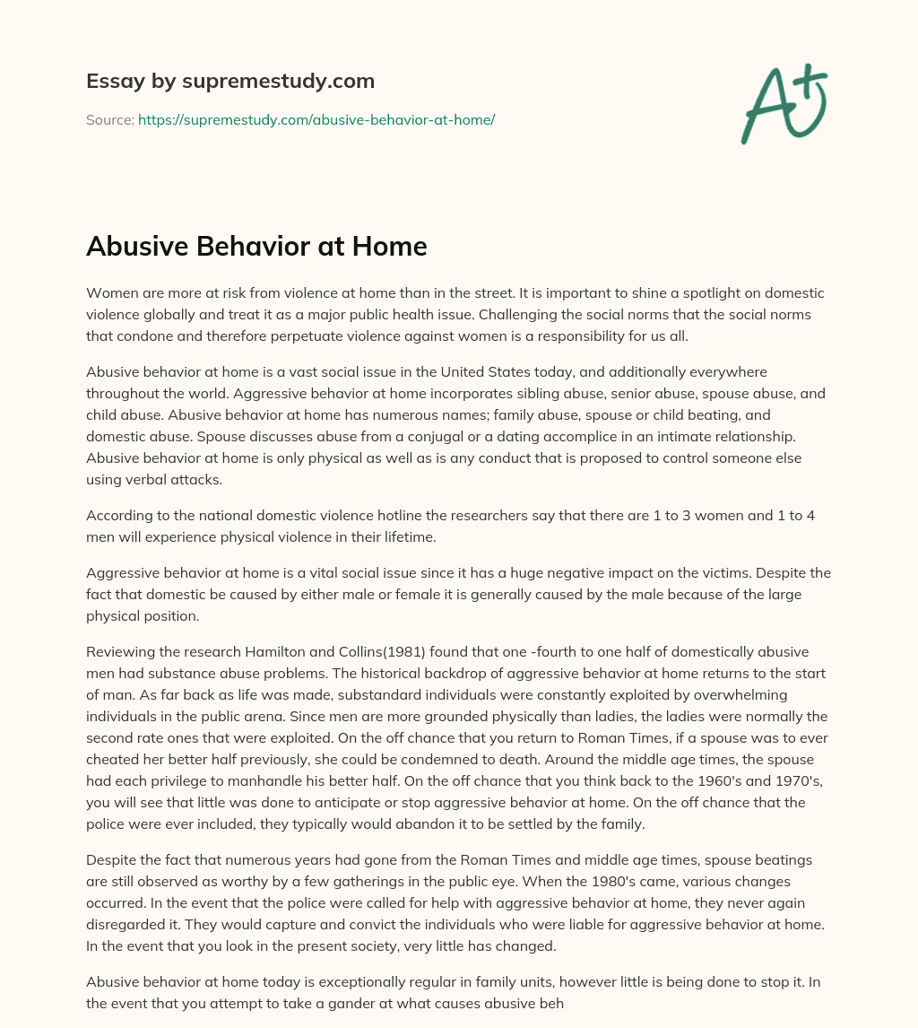 Abusive Behavior at Home essay