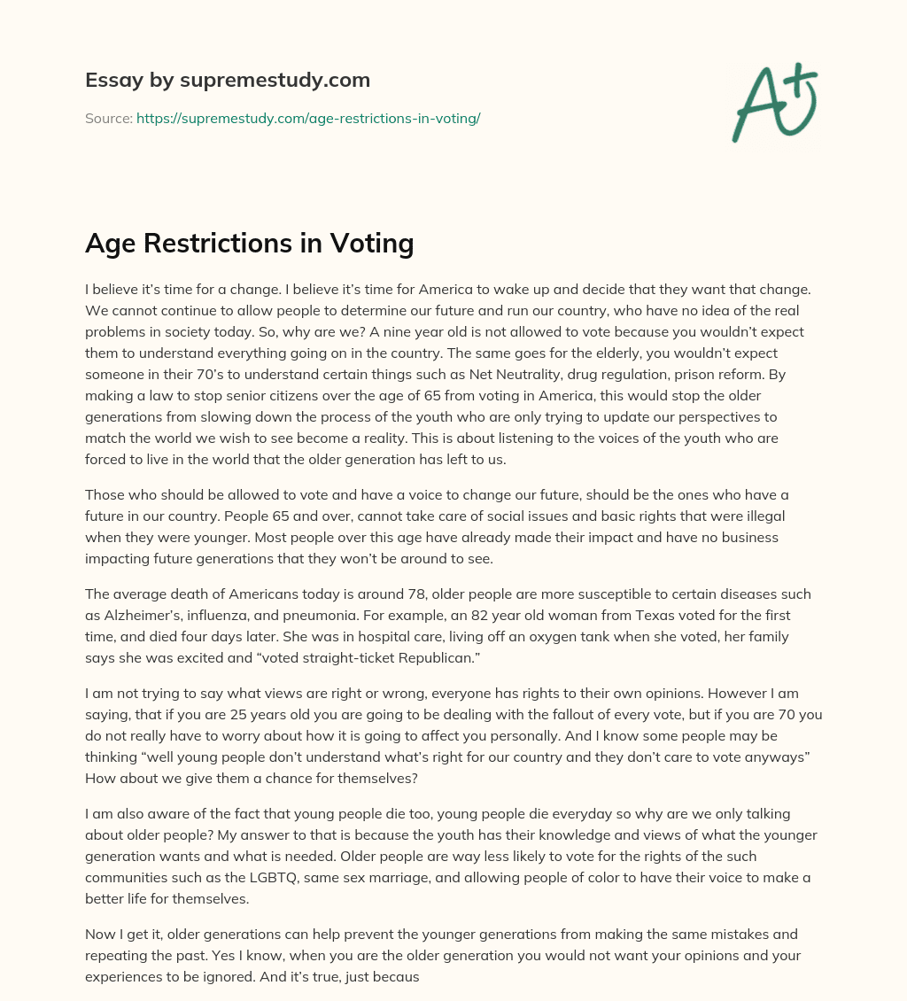 Age Restrictions in Voting essay