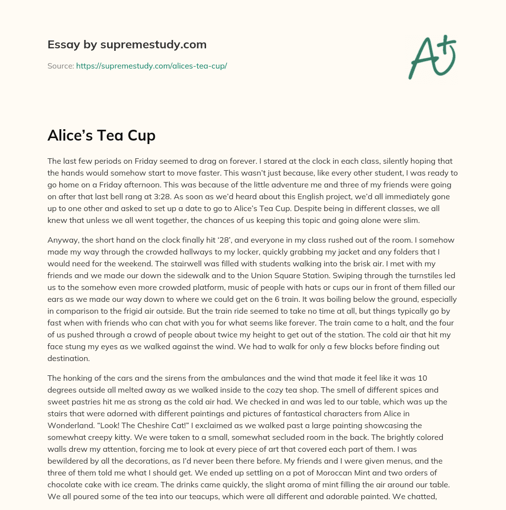 Alice’s Tea Cup essay