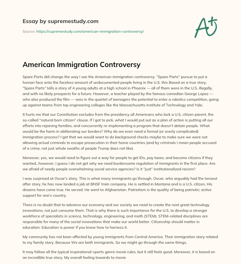 American Immigration Controversy essay