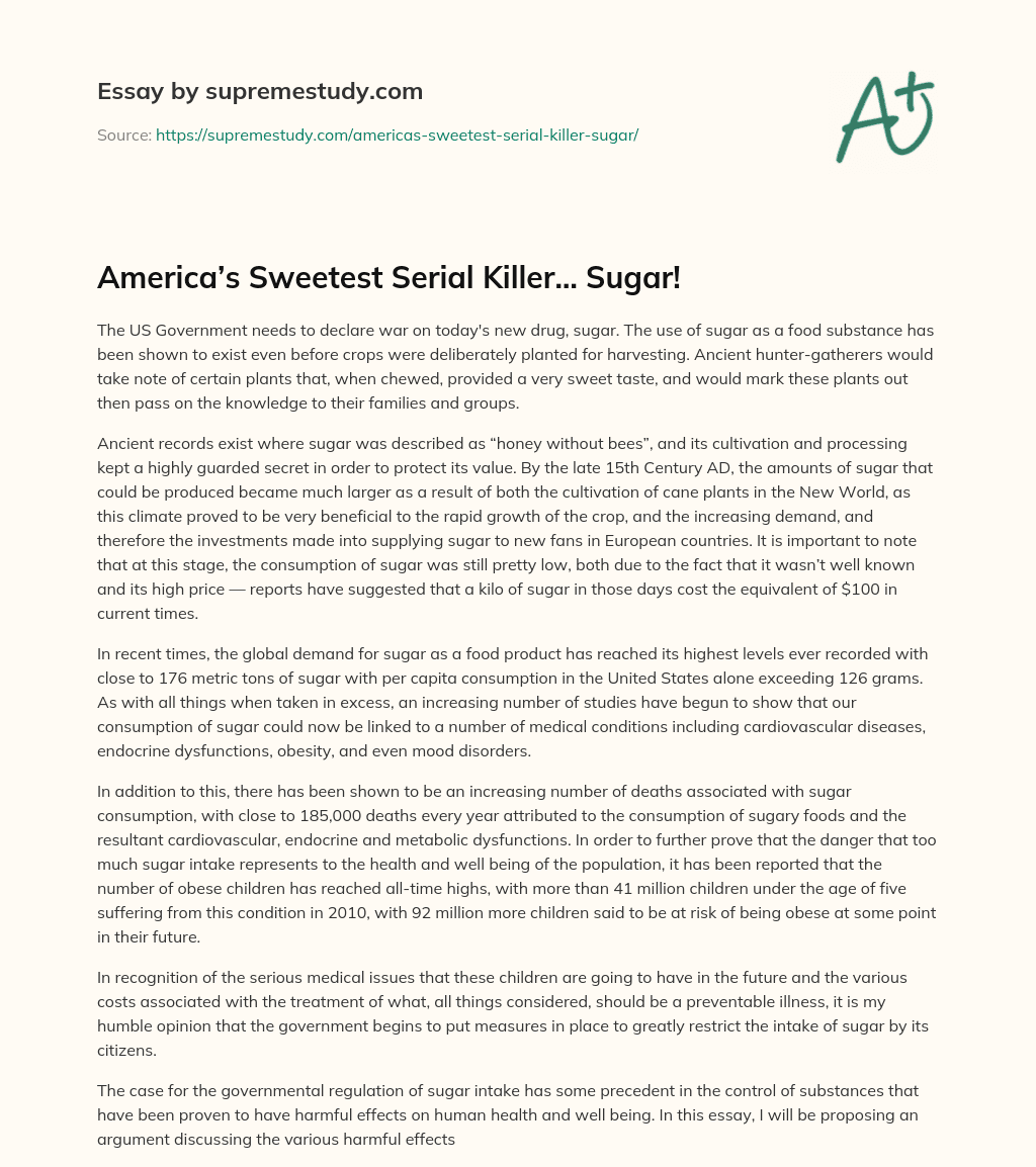 America’s Sweetest Serial Killer… Sugar! essay