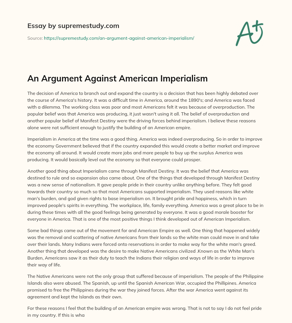 An Argument Against American Imperialism essay