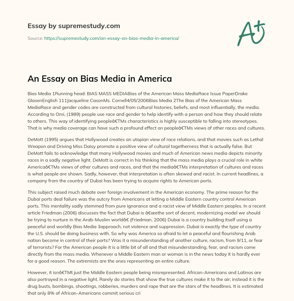 An Essay on Bias Media in America essay