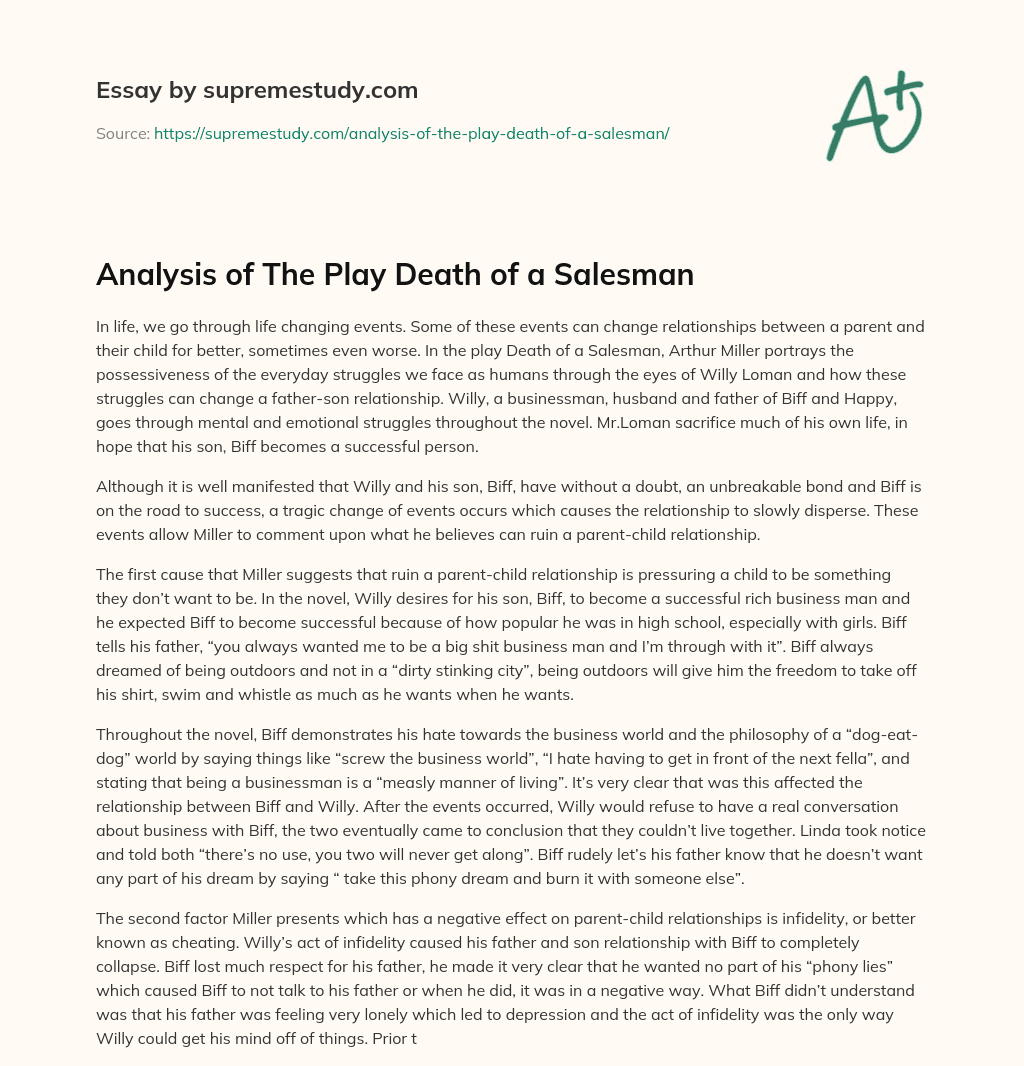 Analysis of The Play Death of a Salesman essay