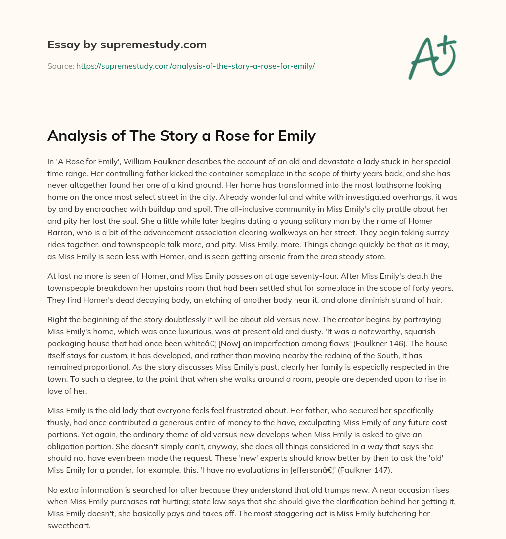 Analysis of The Story a Rose for Emily essay