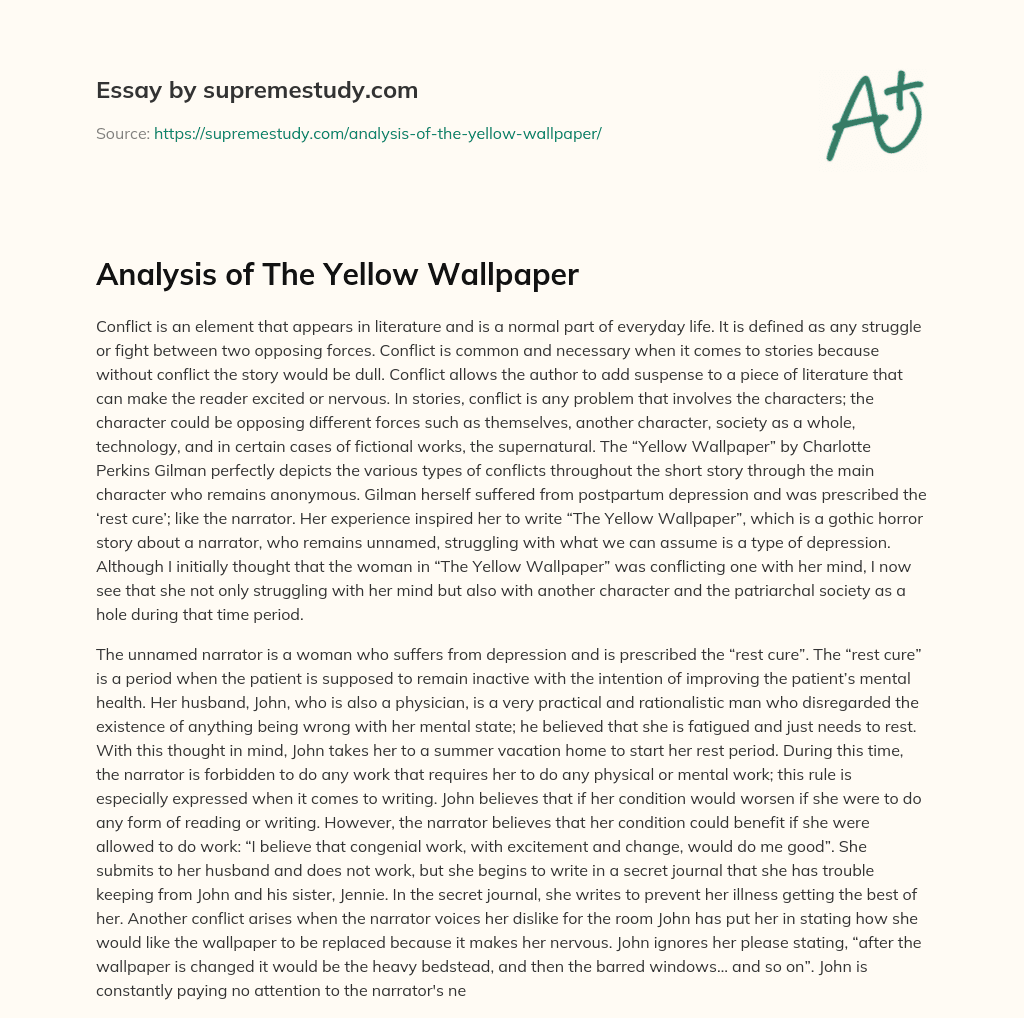 the yellow wallpaper analysis essay free