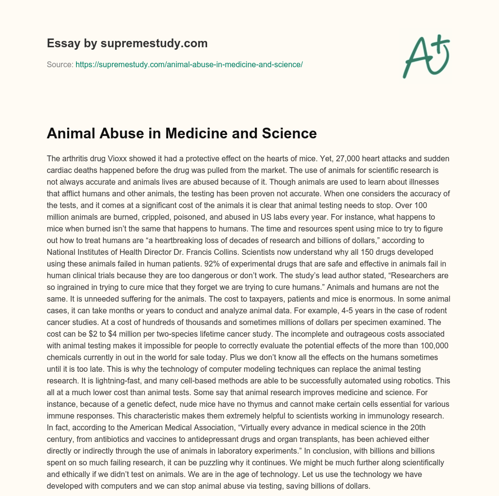 Animal Abuse in Medicine and Science essay