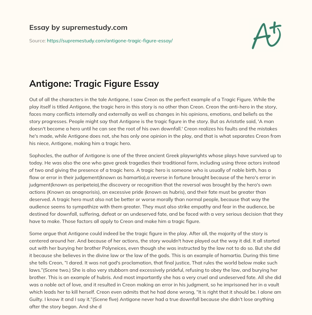 Antigone: Tragic Figure Essay essay