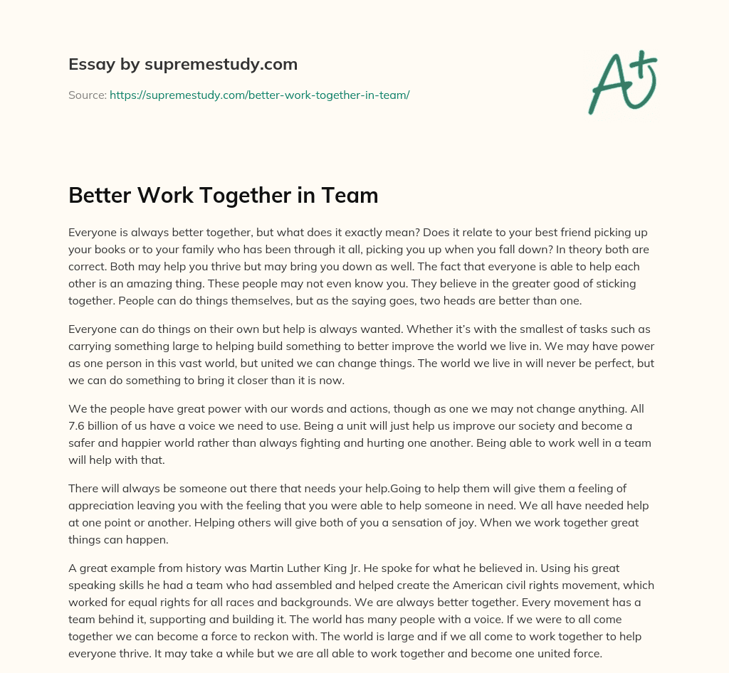 Better Work Together in Team essay