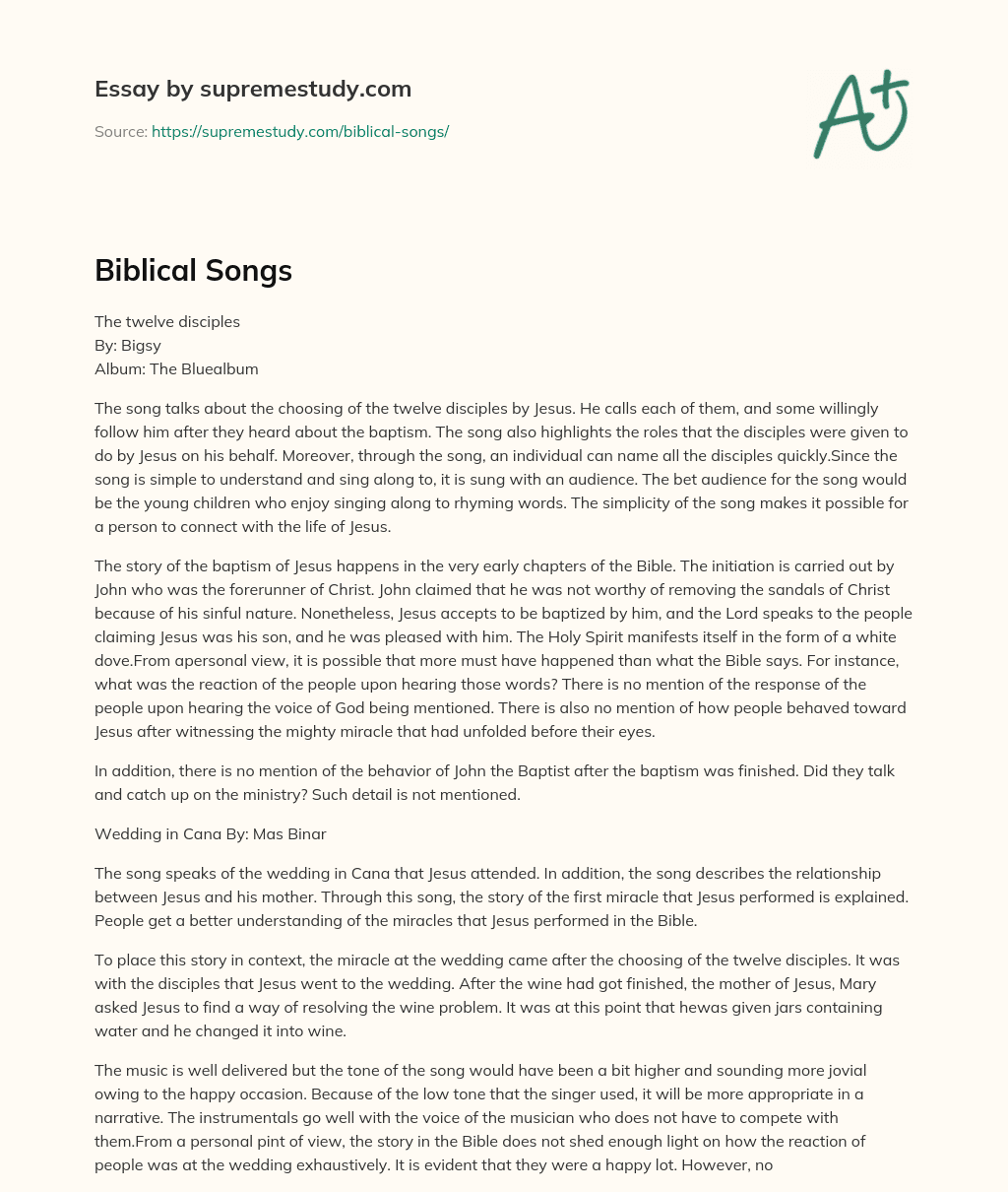 Biblical Songs essay