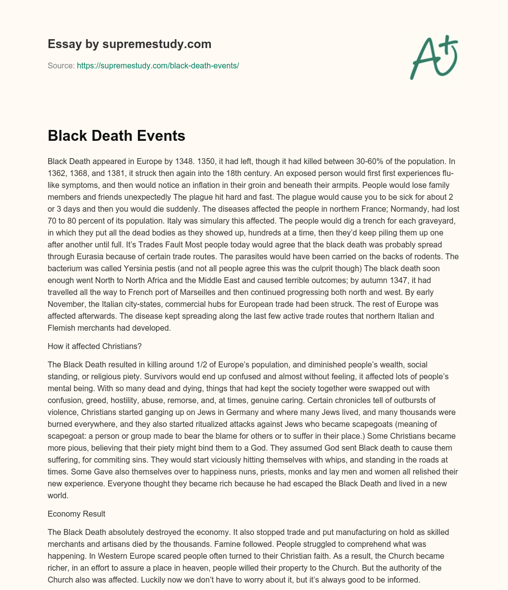 Black Death Events essay