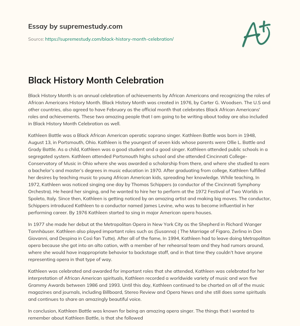 Black History Month Celebration essay