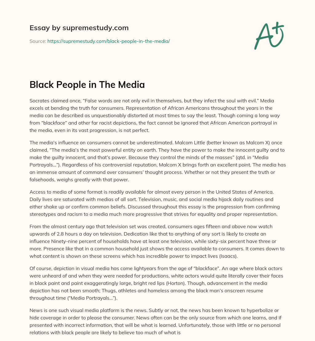 Black People in The Media essay