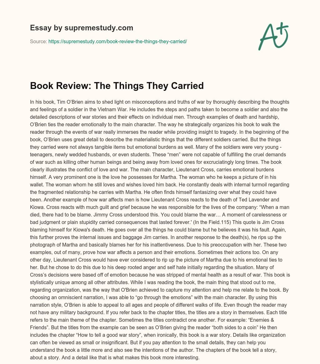 Book Review: The Things They Carried  essay