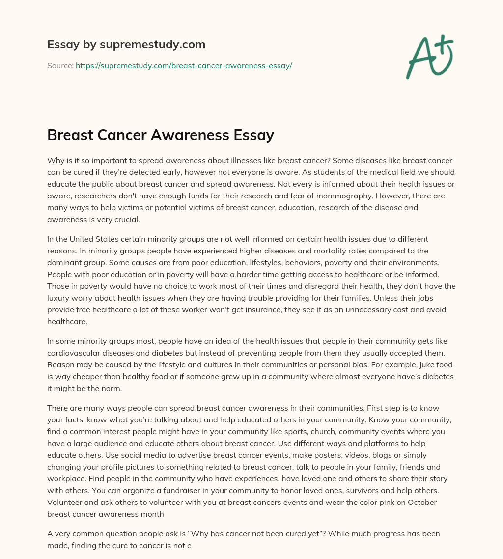 Breast Cancer Awareness Essay essay