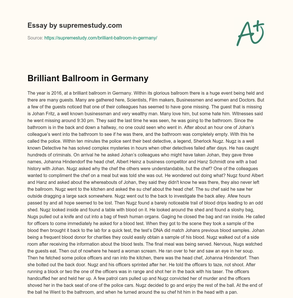 Brilliant Ballroom in Germany essay