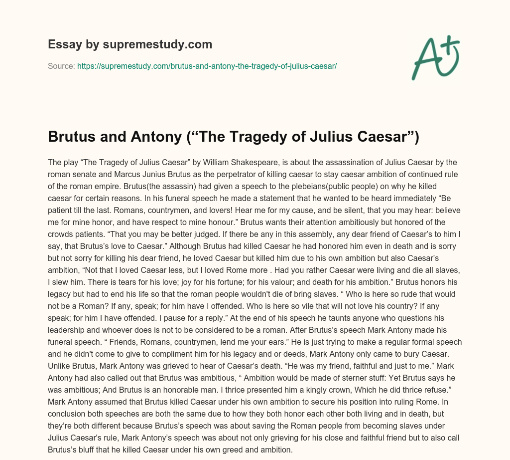 essay on julius caesar assassination