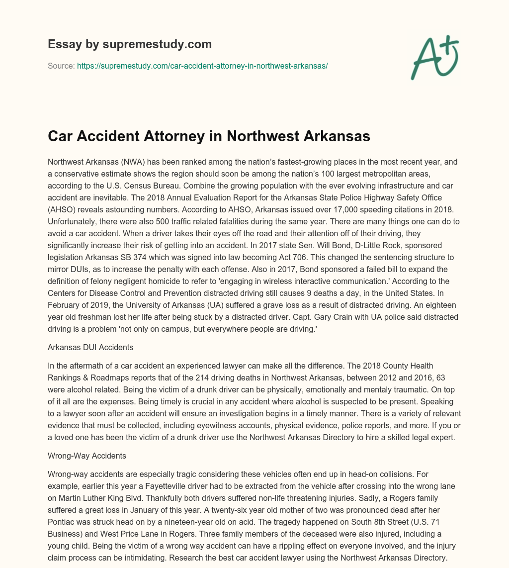 Car Accident Attorney in Northwest Arkansas essay
