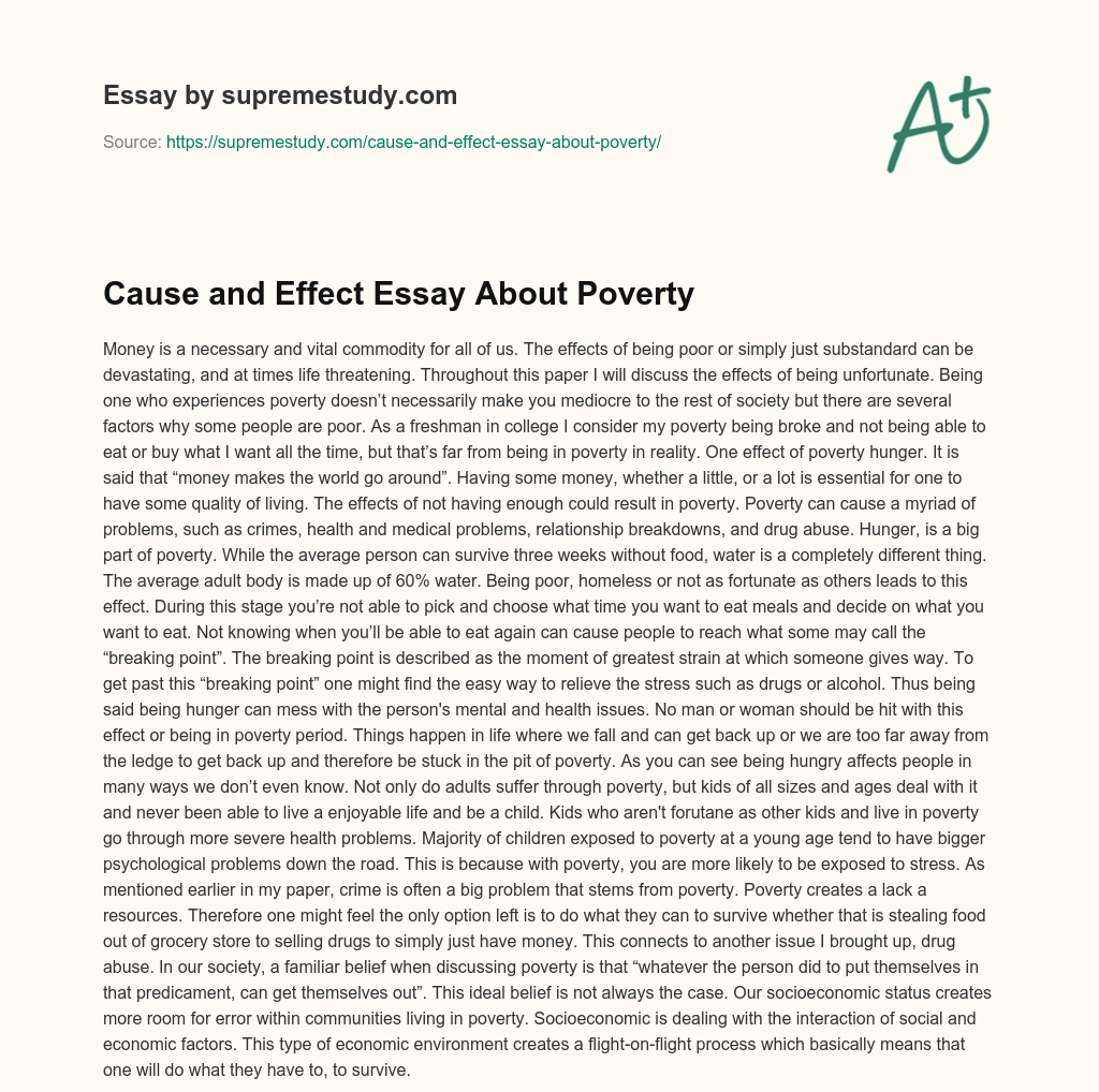 poverty essay causes and effect