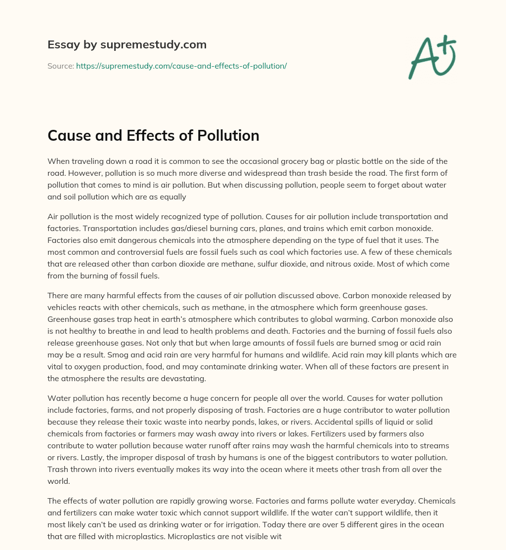 Cause and Effects of Pollution essay