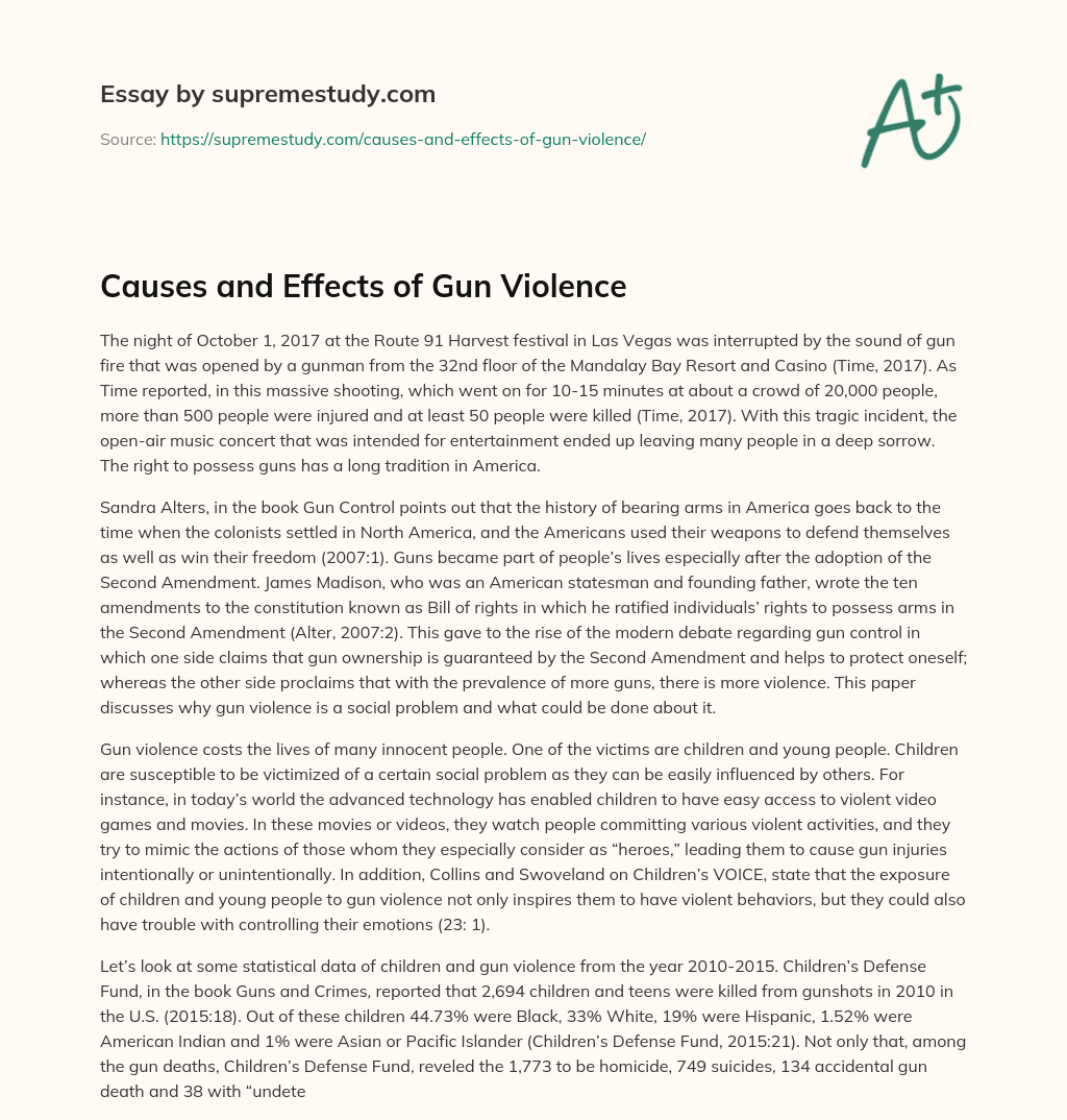 causes and effects of gun violence essay