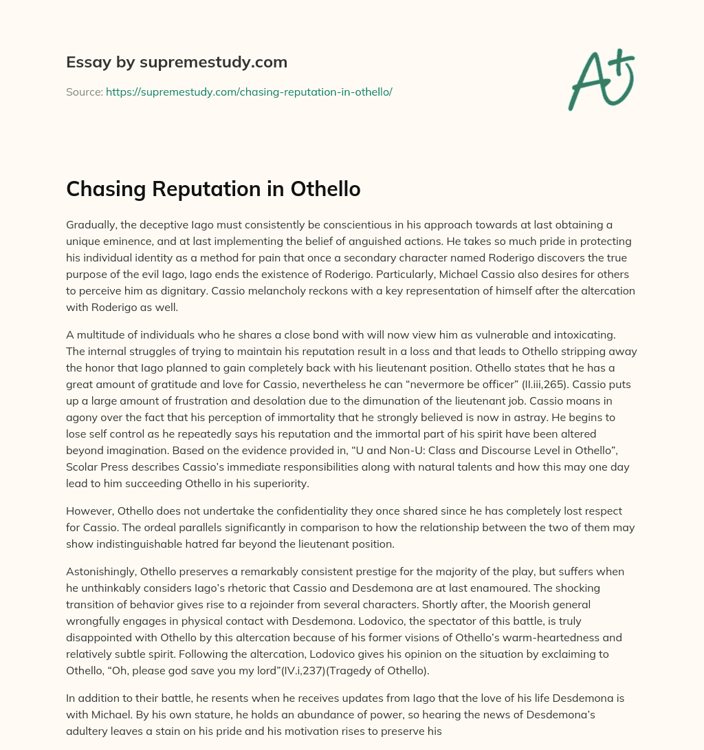 Chasing Reputation in Othello essay