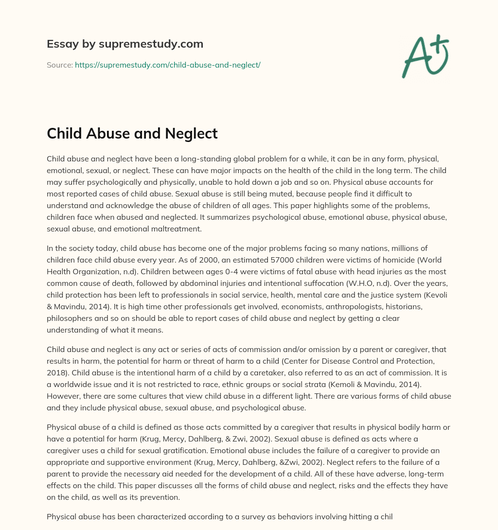 Child Abuse and Neglect  essay