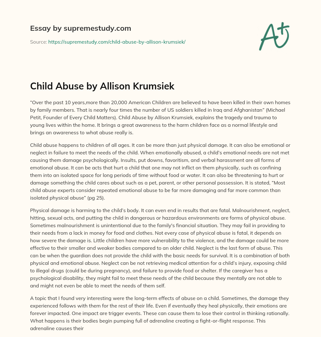 Child Abuse by Allison Krumsiek essay