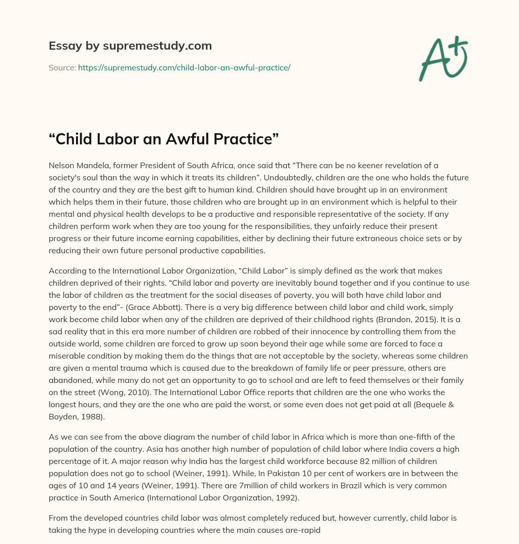 “Child Labor an Awful Practice” essay