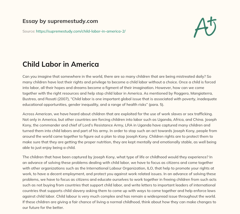 Child Labor in America essay