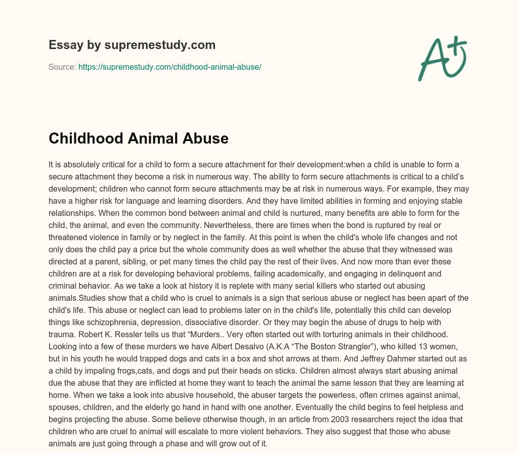 Childhood Animal Abuse essay