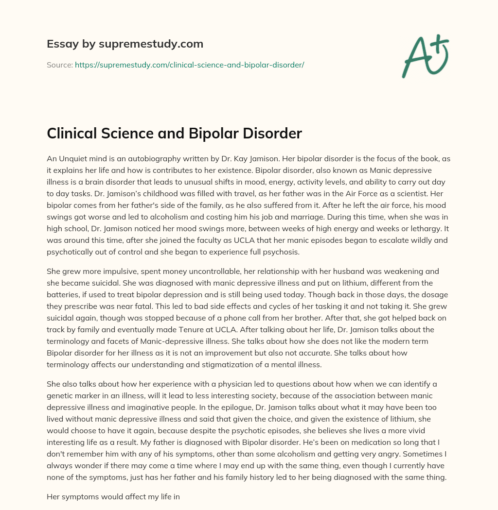 Clinical Science and Bipolar Disorder essay