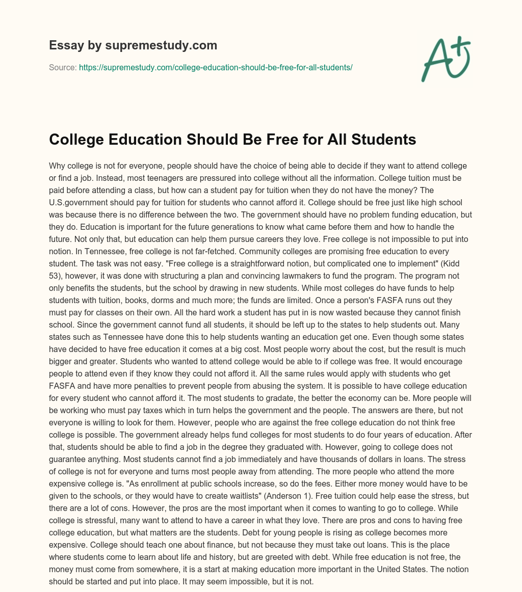 essay about education should be free for everyone