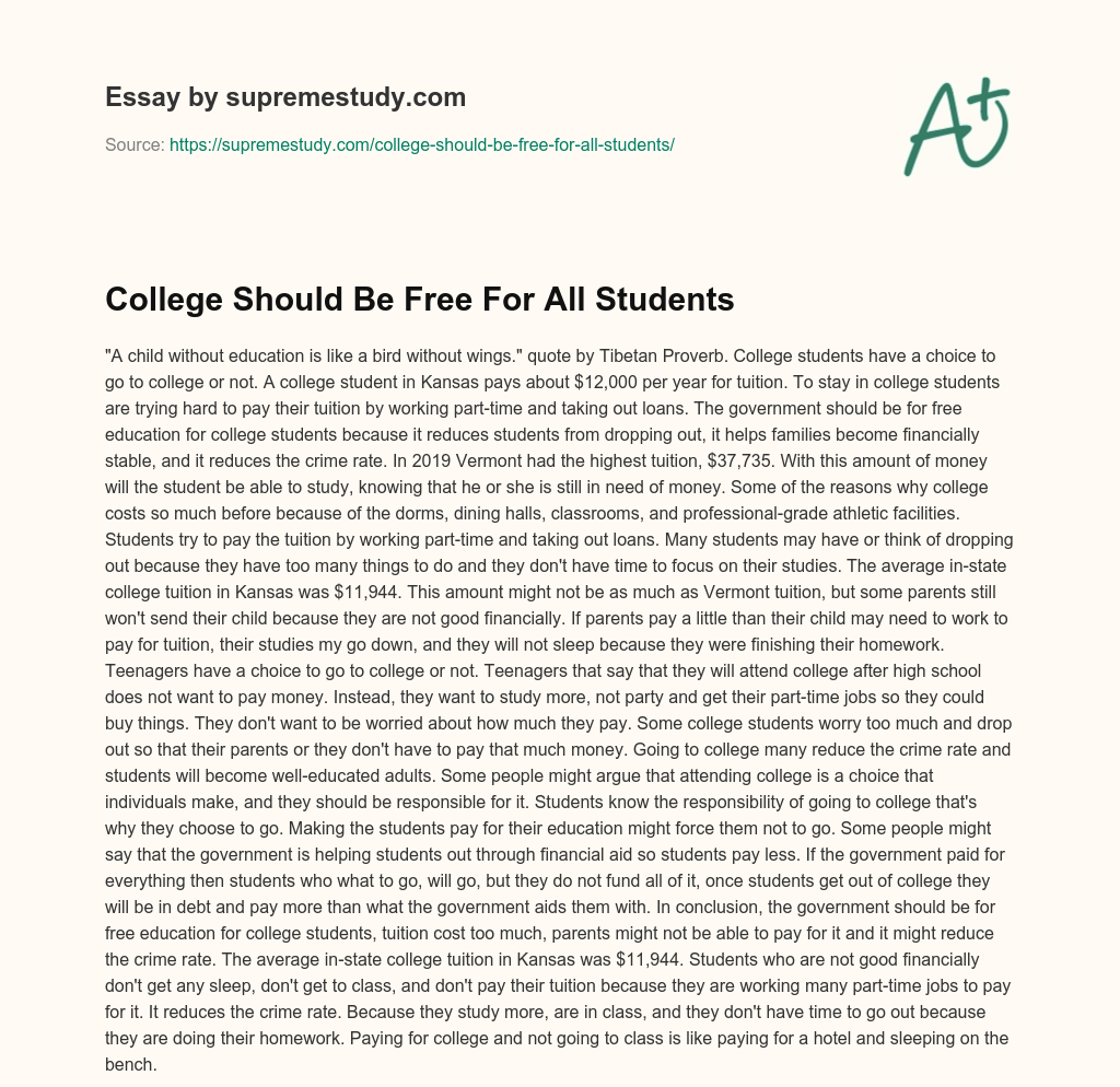 College Should Be Free For All Students essay
