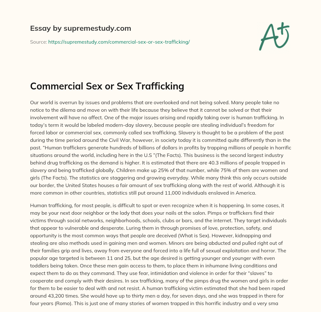 Commercial Sex or Sex Trafficking essay