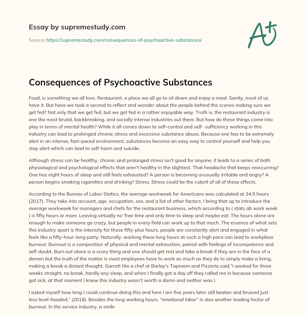 Consequences of Psychoactive Substances essay